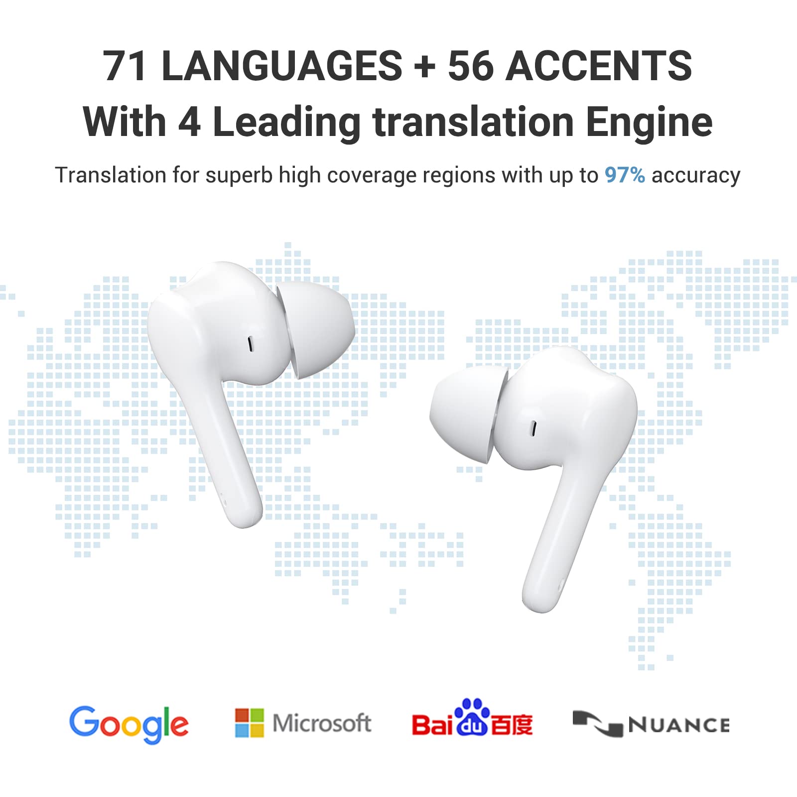 Wooask Translator Earbuds Online Translation 71 Languages And 56 Accents 3 In 1 Translator Earphones Music Calling And Translati